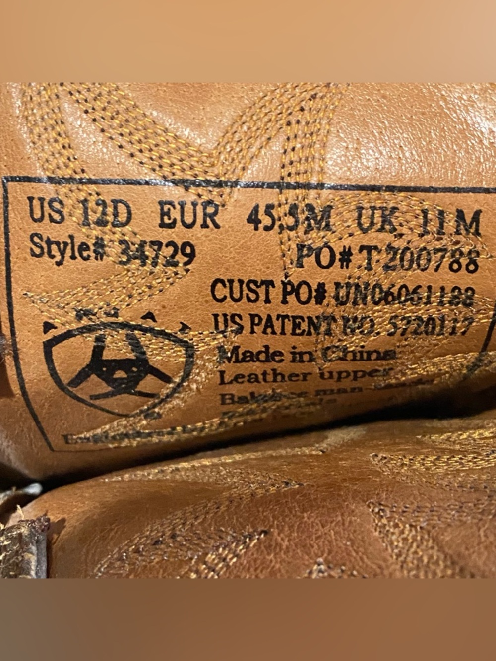 Ariat Tan Leather Western Boots men size 12D cowboy western Distressed Brown - Picture 10 of 15